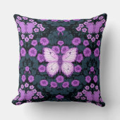 蝶と花の対称性、紫と青 クッション (正面)
