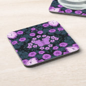蝶と花の対称性、紫と青 コースター (左側)