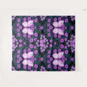 蝶と花の対称性、紫と青 タペストリー (正面(横))