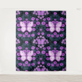 蝶と花の対称性、紫と青 タペストリー (正面)