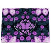 蝶と花の対称性、紫と青 ラージペーパーバッグ (正面)