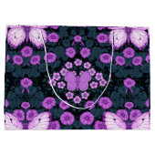 蝶と花の対称性、紫と青 ラージペーパーバッグ (裏面)