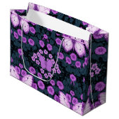 蝶と花の対称性、紫と青 ラージペーパーバッグ (正面アングル)