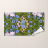 蝶と花の対称性、青とピンク バスタオルセット (ハンドタオル)