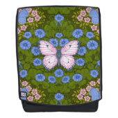 蝶と花の対称性、青とピンク バックパック (正面)