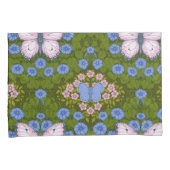 蝶と花の対称性、青とピンク 枕カバー (正面右)