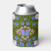 蝶と花の対称性、青とピンク 缶クーラー (缶正面)