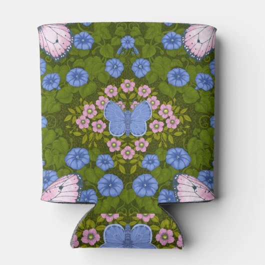 蝶と花の対称性、青とピンク 缶クーラー (裏面)