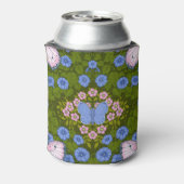 蝶と花の対称性、青とピンク 缶クーラー (缶裏面)