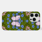 蝶と花の対称性、青とピンク iPhoneケース (裏面横)