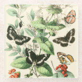 蝶と花の庭 ガラスコースター (正面)