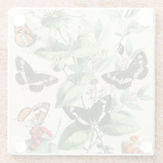 蝶と花の庭 ガラスコースター (裏面)