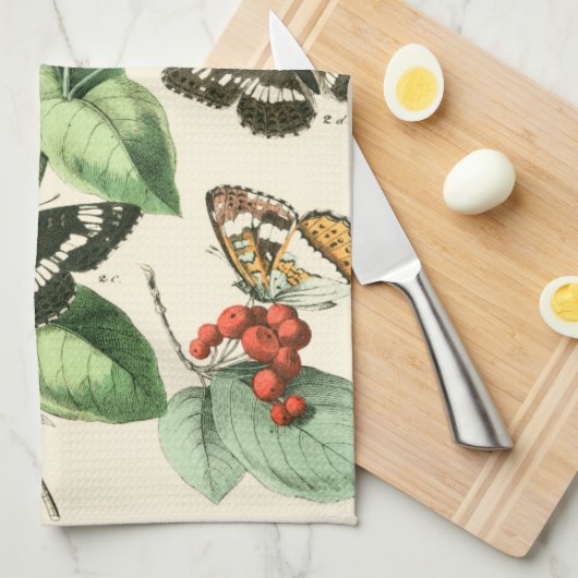 蝶と花の庭 キッチンタオル (四つ折り)