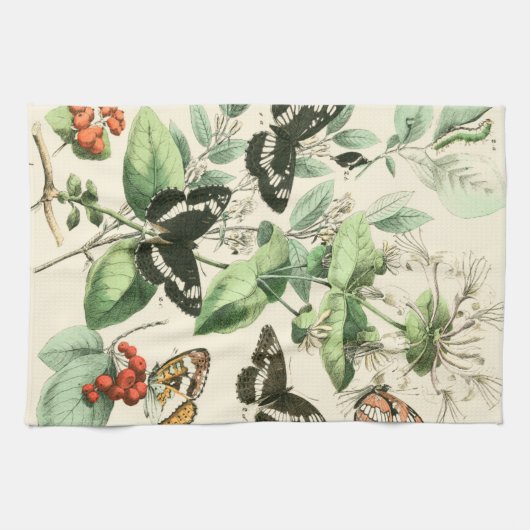 蝶と花の庭 キッチンタオル (横)