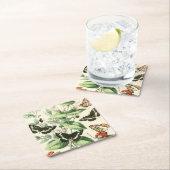 蝶と花の庭 スクエアペーパーコースター (インサイチュ)