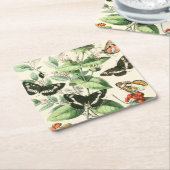 蝶と花の庭 スクエアペーパーコースター (アングル)