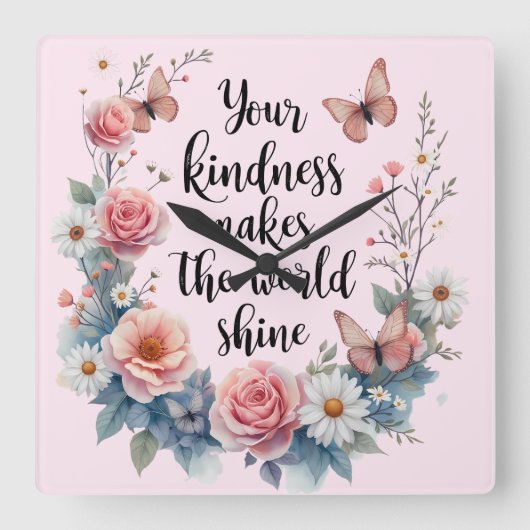 蝶と花の感動的な名言 スクエア壁時計 (正面)