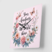 蝶と花の感動的な名言 スクエア壁時計 (傾斜)