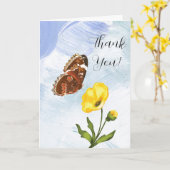 蝶と花の折り畳みグリーティングカード カード (黄色い花)