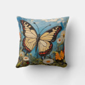 蝶と花の春絵画の クッション (裏面)