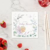 蝶と花の水の色ベビーシャワー スタンダードカクテルナプキン (インサイチュ)