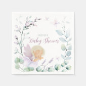 蝶と花の水の色ベビーシャワー スタンダードカクテルナプキン (正面)