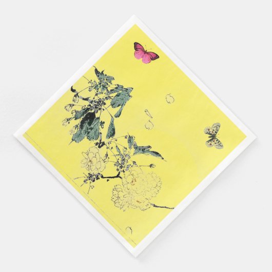蝶と花の紙ナプキン (コーナー)