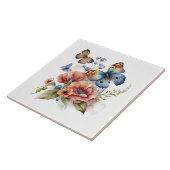 蝶と花の緑のセラミックのタイル タイル (側面)