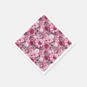 蝶と花の色々なピンク色 スタンダードカクテルナプキン (角)