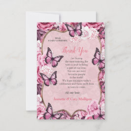 蝶と花の色々なピンク色 出欠カード