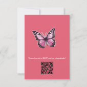 蝶と花の色々なピンク色 出欠カード (裏面)