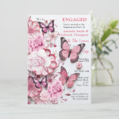 蝶と花の色々なピンク色 招待状 (スタンド正面)