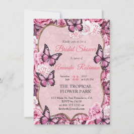 蝶と花の色々なピンク色 招待状