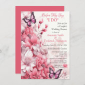 蝶と花の色々なピンク色 招待状 (正面/裏面)