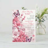 蝶と花の色々なピンク色 招待状 (スタンド正面)