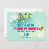 蝶と花の花の美しい引用文 ポストカード (正面/裏面)