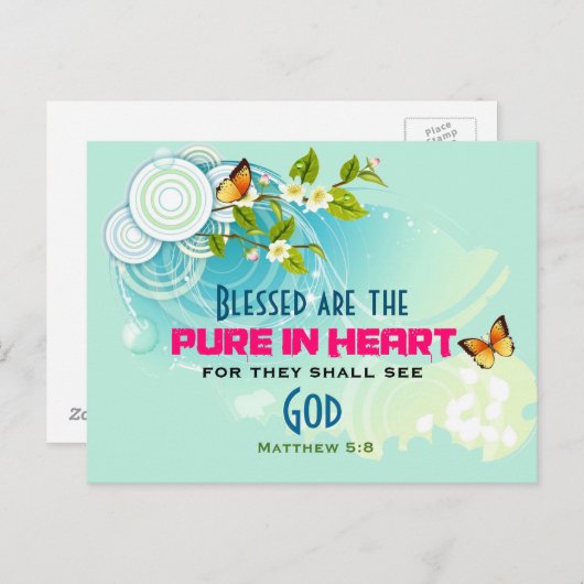 蝶と花の花の美しい引用文 ポストカード (正面/裏面)