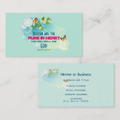 蝶と花の花の美しい引用文 名刺 (正面/裏面)