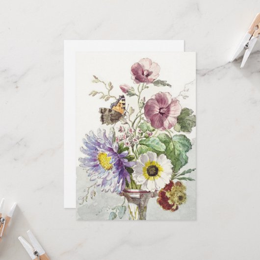 蝶と花の花束 カード (正面/裏面インサイチュ)