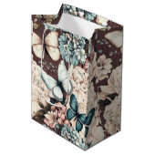 蝶と花の茶色の装飾 ミディアムペーパーバッグ (正面アングル)