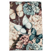 蝶と花の茶色の装飾 ミディアムペーパーバッグ (裏面)