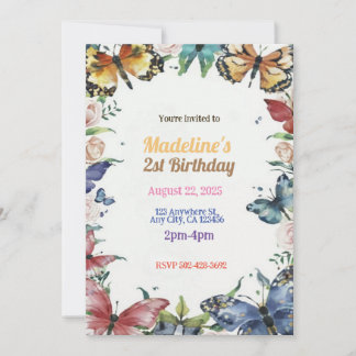 蝶と花の誕生日パーティーへの招待 シーズンカード