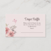 蝶と花の赤ちゃんシャワーおむつラッフル エンクロージャーカード (正面)