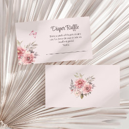 蝶と花の赤ちゃんシャワーおむつラッフル エンクロージャーカード