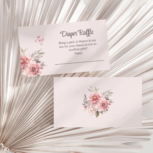 蝶と花の赤ちゃんシャワーおむつラッフル エンクロージャーカード