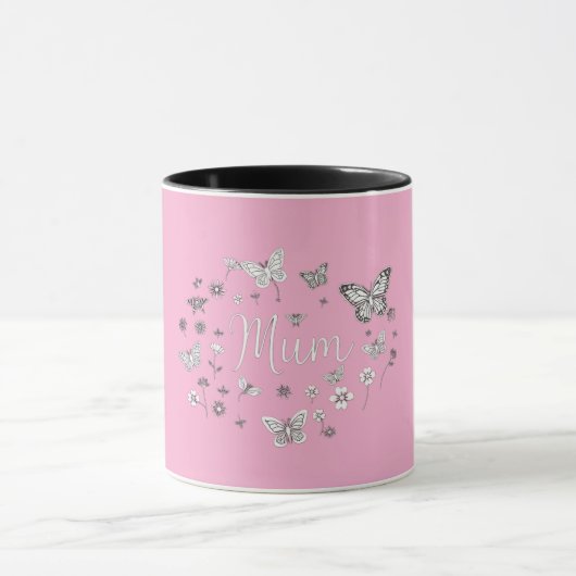 蝶と花の「マム」母の日 マグカップ (中央)