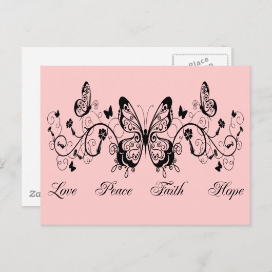蝶と花を愛する平和の信仰の希望 ポストカード (正面/裏面)