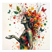 蝶と花を持つ女性(1 / 4) フォトプリント            (正面)