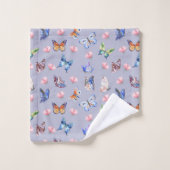 蝶と花カラフルの水彩 バスタオルセット (ウォッシュタオル)