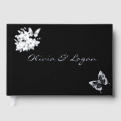 蝶と花シルバーフォイルブラック結婚ズ ゲストブック (正面)